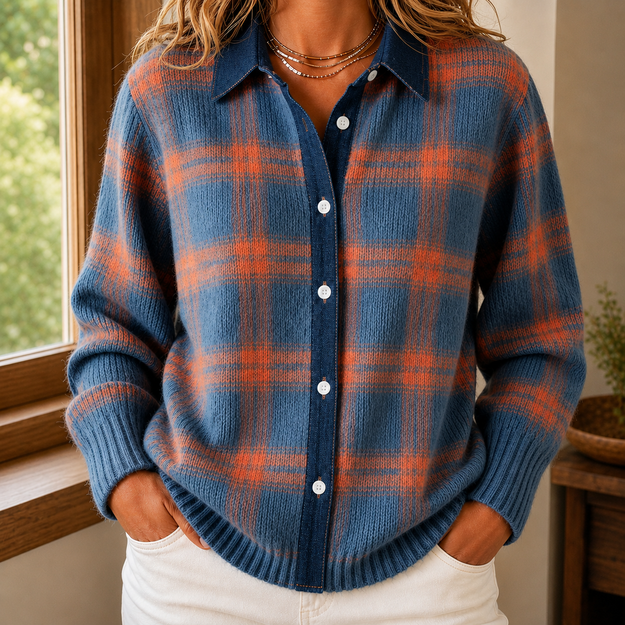 Sabina Plaid Sweater - Image 1