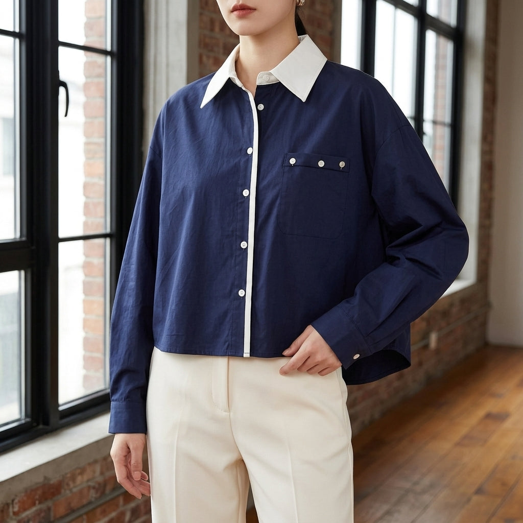 Vivienne Contrast Collar Top - Image 1