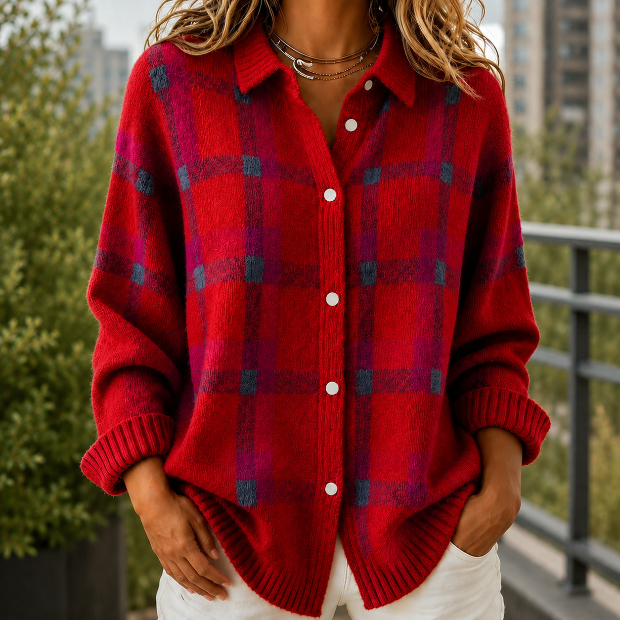 Faye Plaid Sweater - Image 5