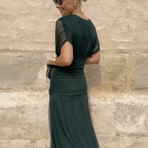 Women's Gradient Pleated Maxi Dress ?C Elegant Flowing Silhouette - Image 12