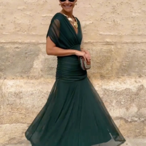 Women's Gradient Pleated Maxi Dress ?C Elegant Flowing Silhouette - Image 11