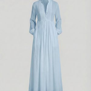 Women's Lightweight Button Front Maxi Shirt Dress ?C Relaxed Flowy Silhouette - Image 5