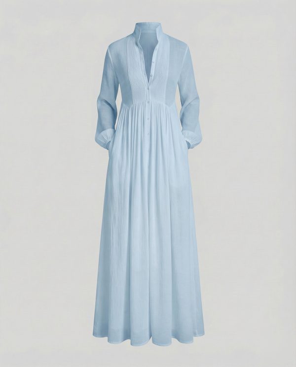 Women's Lightweight Button Front Maxi Shirt Dress ?C Relaxed Flowy Silhouette