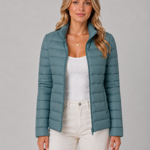 Women's Lightweight Puffer Summer Jacket ?C Slim Fit Zip-Up Coat